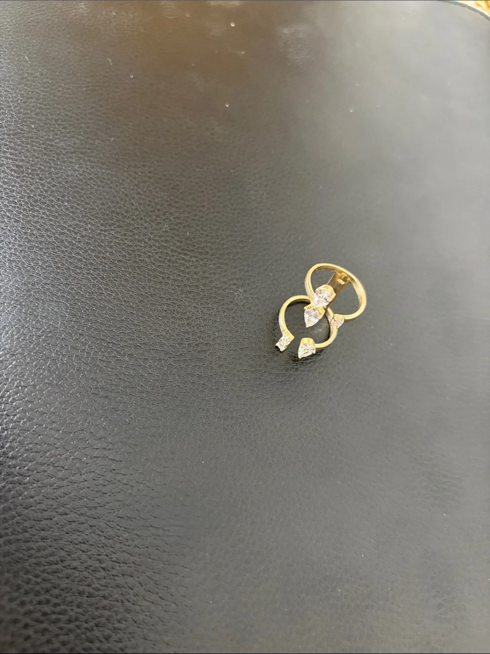 Gold Butterfly Open Ring with Cubic Zirconia Accents